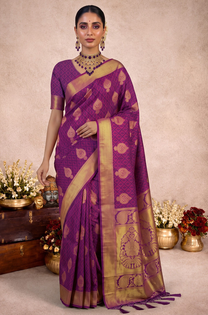 Violet Handloom Woven Silk Saree | Aaradhya Collection