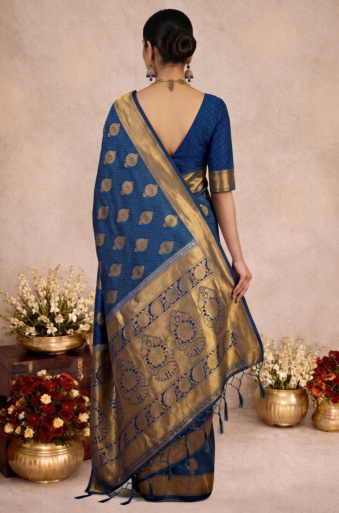 Blue Handloom Woven Silk Saree | Aaradhya Collection