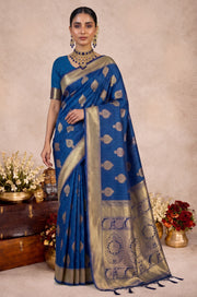 Blue Handloom Woven Silk Saree | Aaradhya Collection