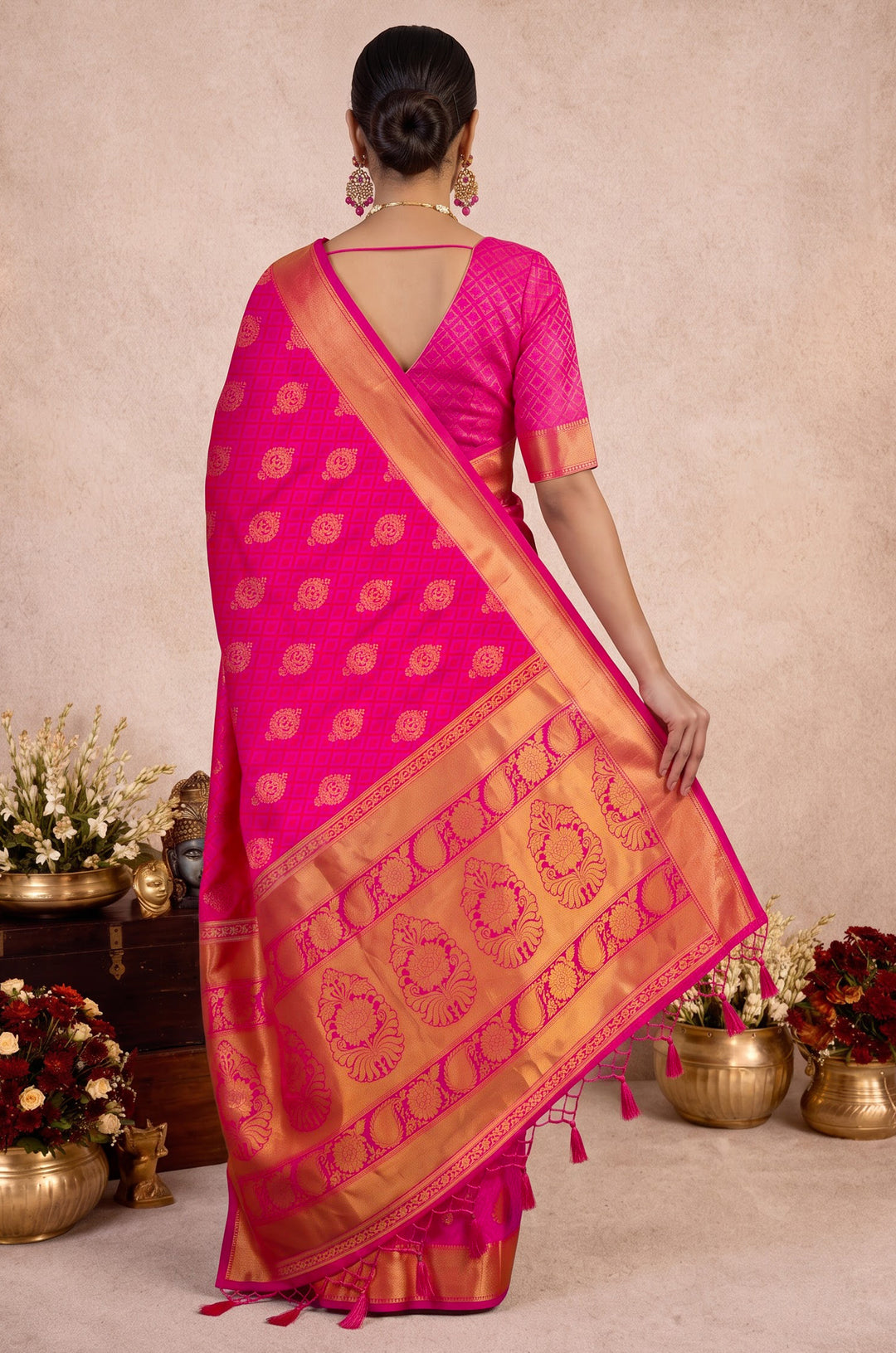 Pink Handloom Woven Silk Saree | Aaradhya Collection