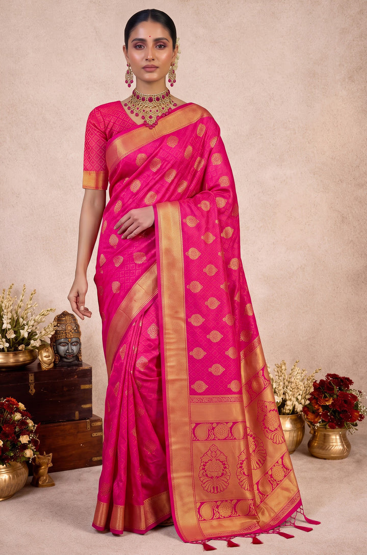Pink Handloom Woven Silk Saree | Aaradhya Collection