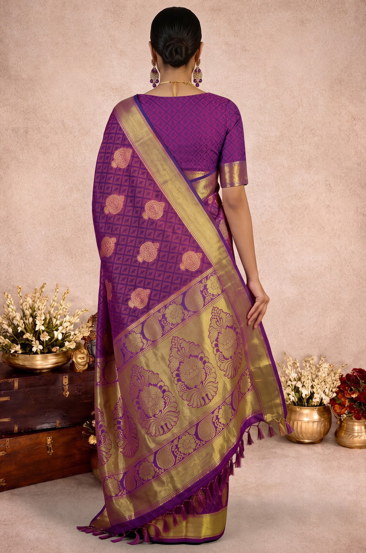 Violet Handloom Woven Silk Saree | Aaradhya Collection