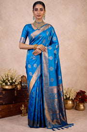 Sky Blue Handloom Woven Silk Saree | Aaradhya Collection
