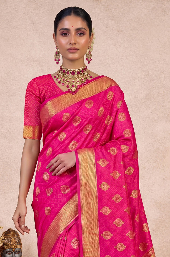 Pink Handloom Woven Silk Saree | Aaradhya Collection