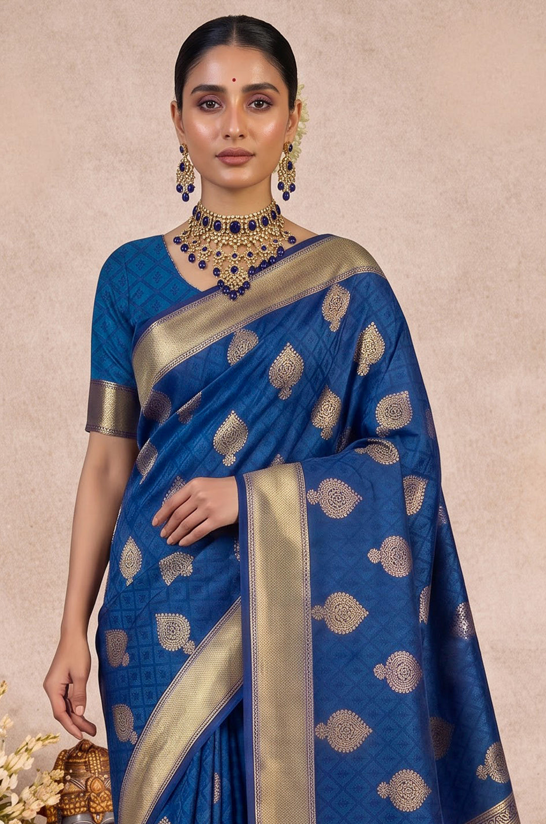 Blue Handloom Woven Silk Saree | Aaradhya Collection