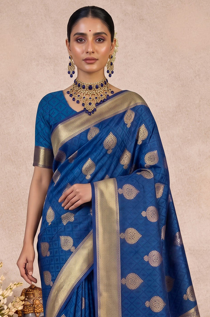 Blue Handloom Woven Silk Saree | Aaradhya Collection
