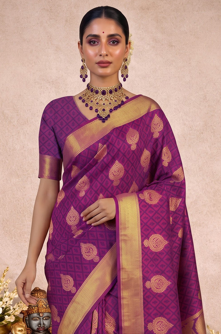 Violet Handloom Woven Silk Saree | Aaradhya Collection
