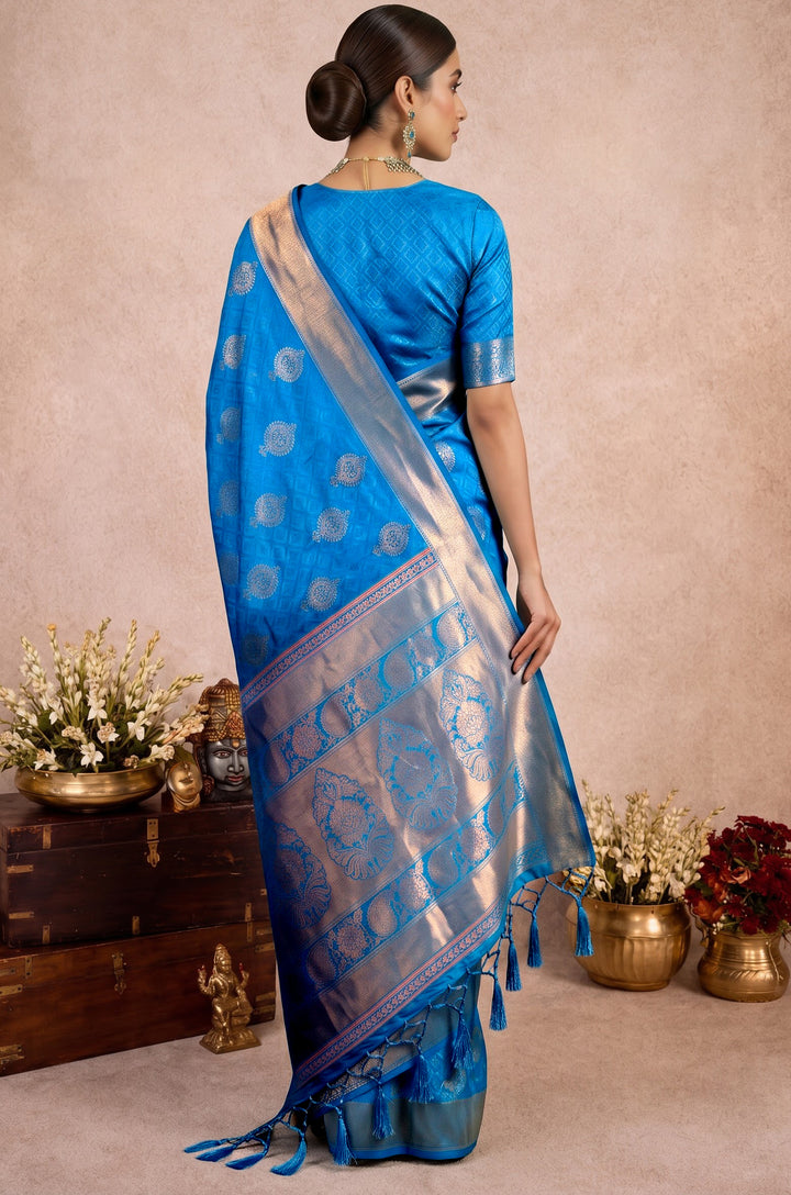 Sky Blue Handloom Woven Silk Saree | Aaradhya Collection