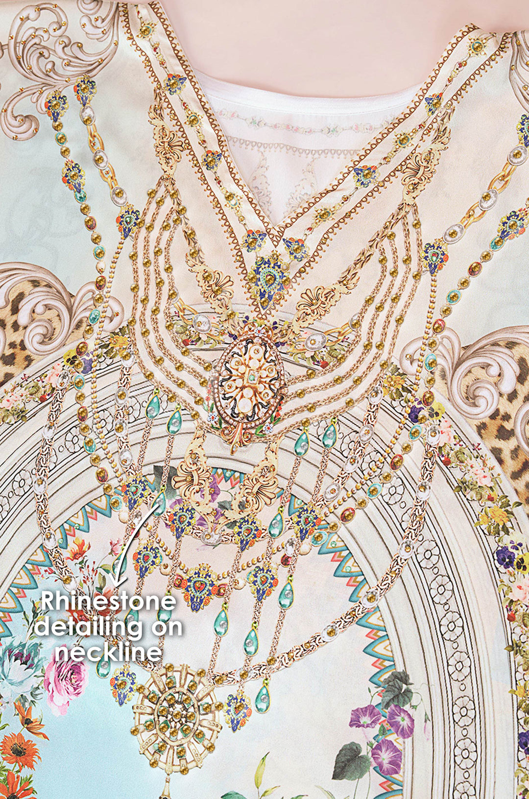 Dawn's Embrace Soft Satin Kaftan with Rhinestones