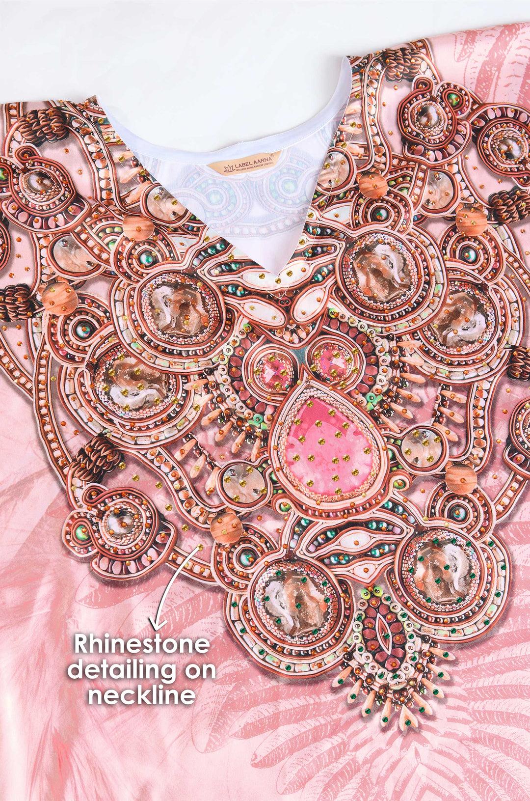Roaring Rapture Soft Satin Kaftan with Rhinestones