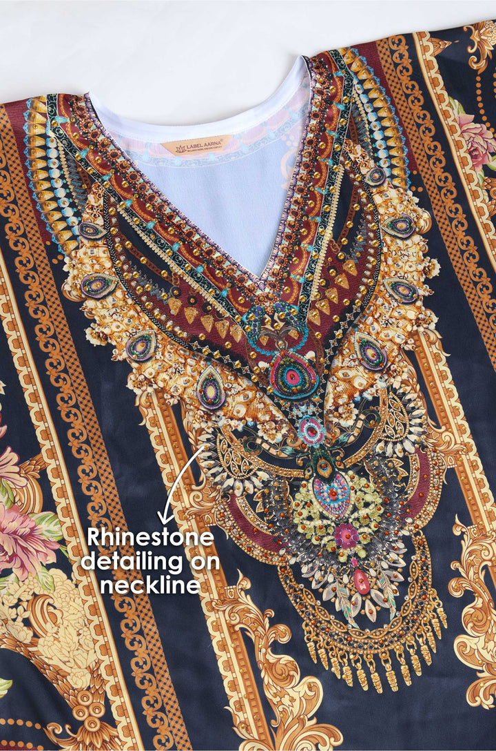 Ruby Eclipse Soft Satin Kaftan with Rhinestones