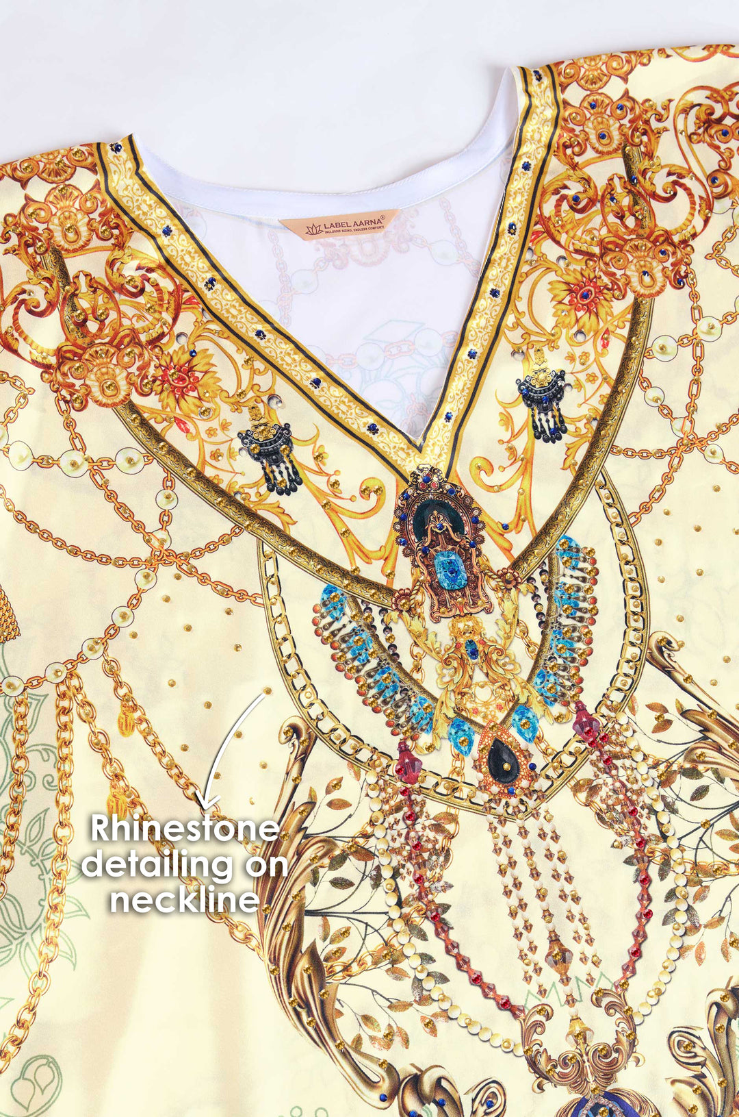Timeless Grace Soft Satin Kaftan with Rhinestones