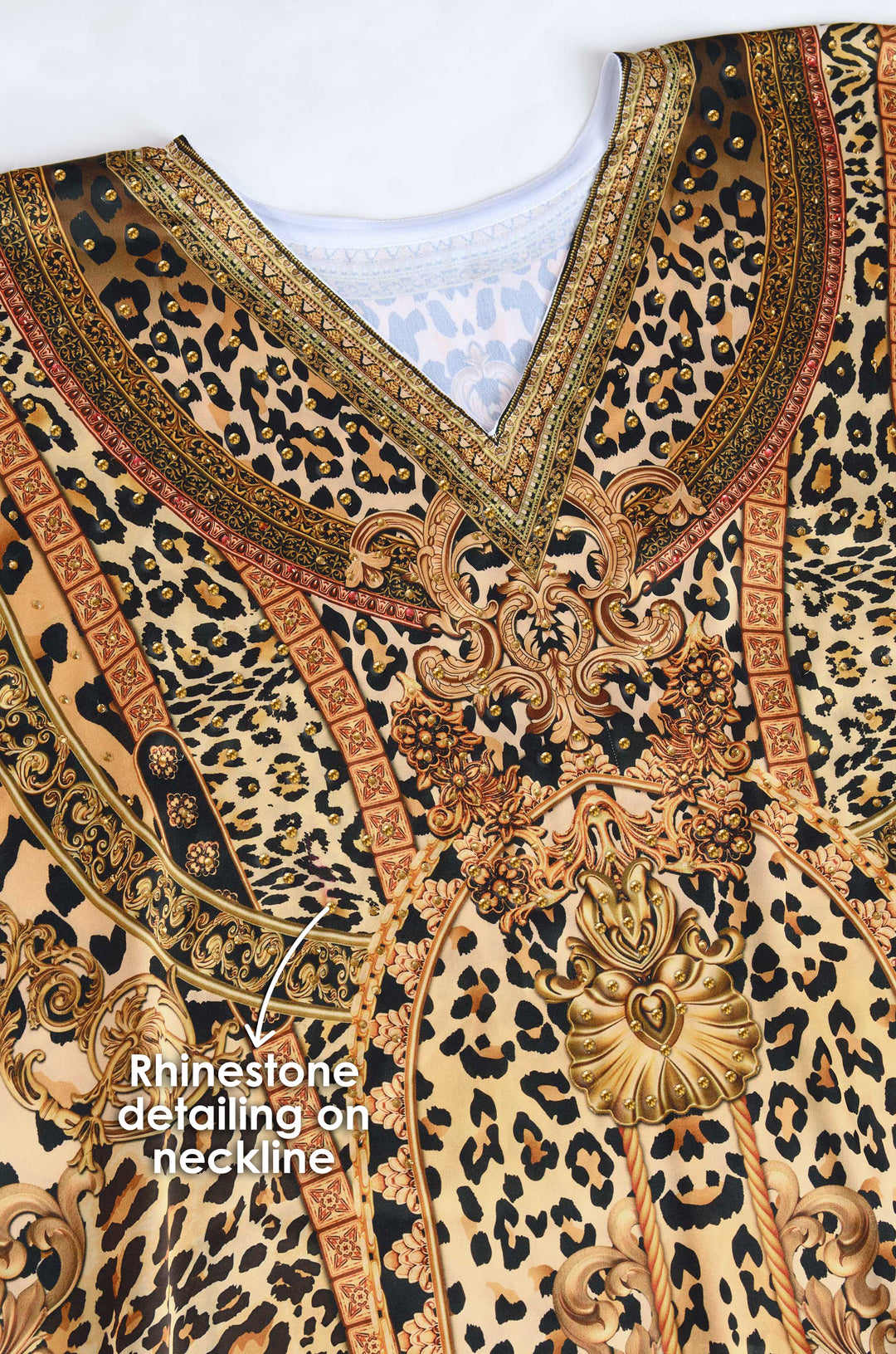 Wild Jungle Soft Satin Kaftan with Rhinestones
