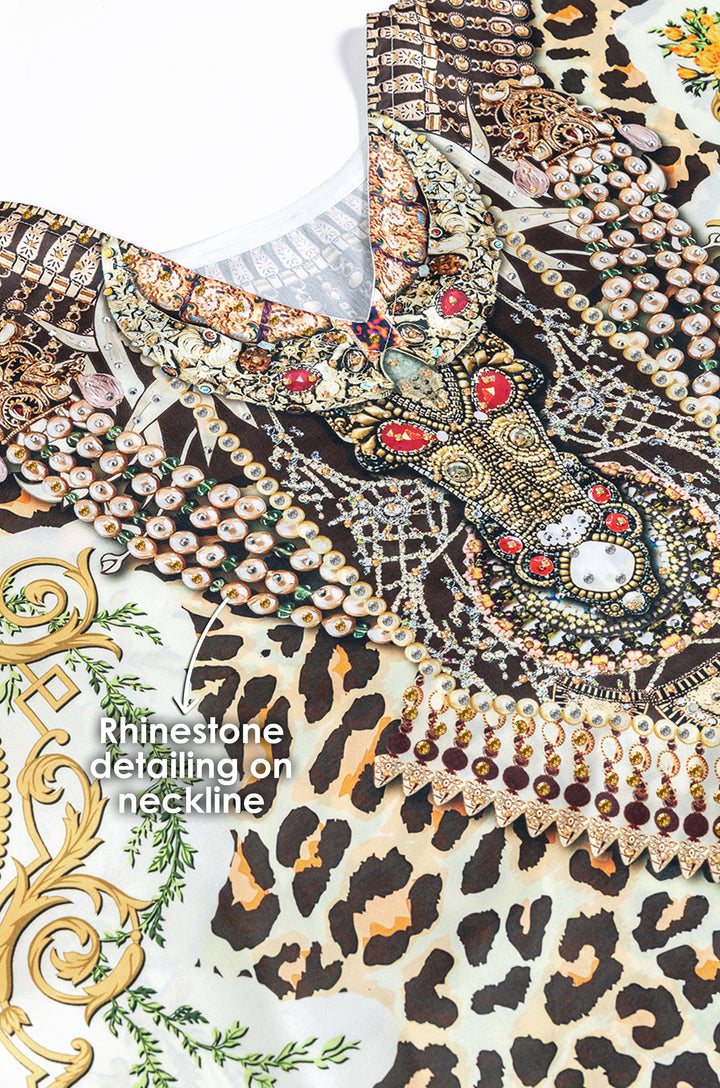Imperial Roar Soft Satin Women Kaftan with Rhinestones