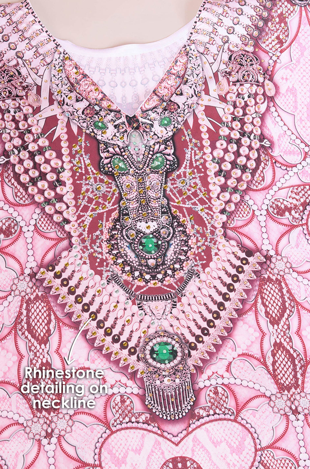 Crimson desire Soft Satin Kaftan with Rhinestones