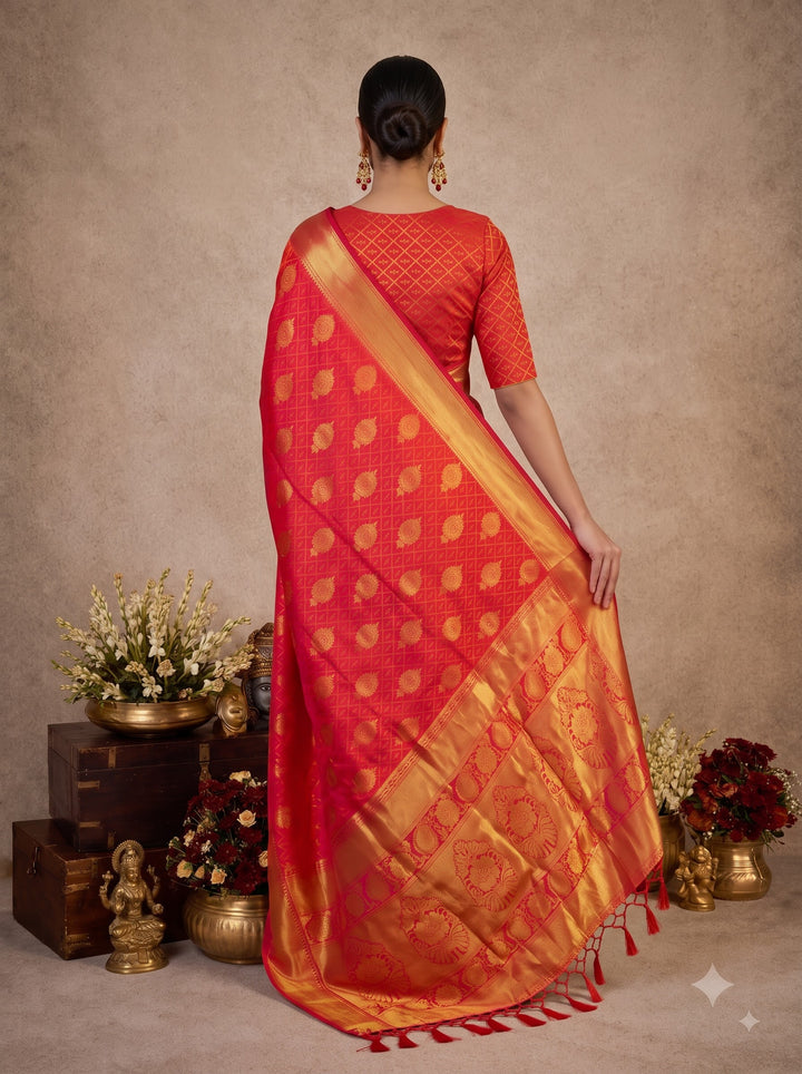 Orange Handloom Woven Silk Saree | Aaradhya Collection
