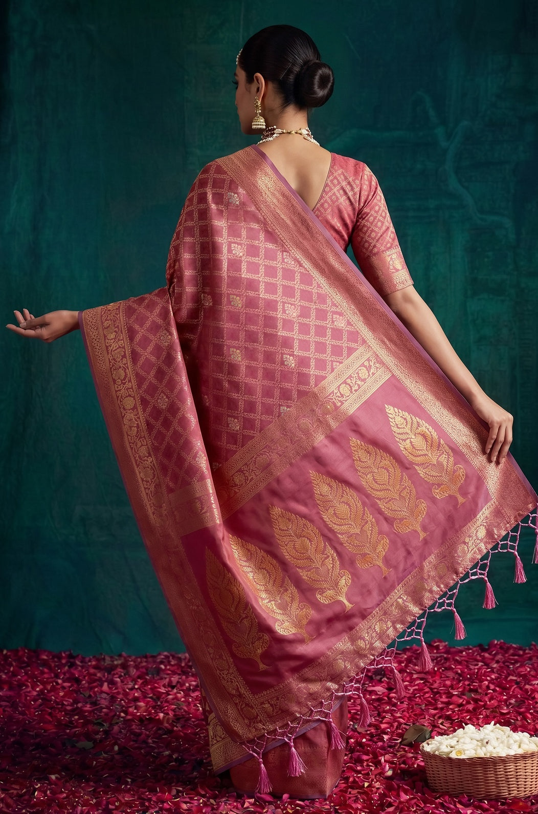 Pink Kanjivaram Woven Silk Saree | Virasat Collection