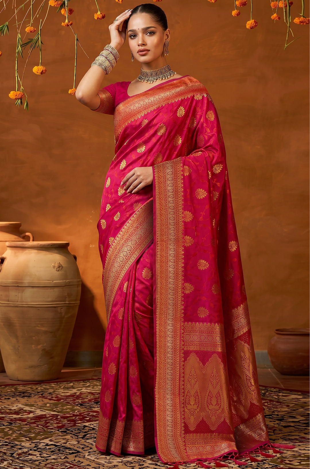 Red Handloom Woven Silk Saree | Mahotsav Collection