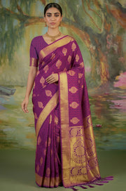 Violet Handloom Woven Silk Saree | Aaradhya Collection