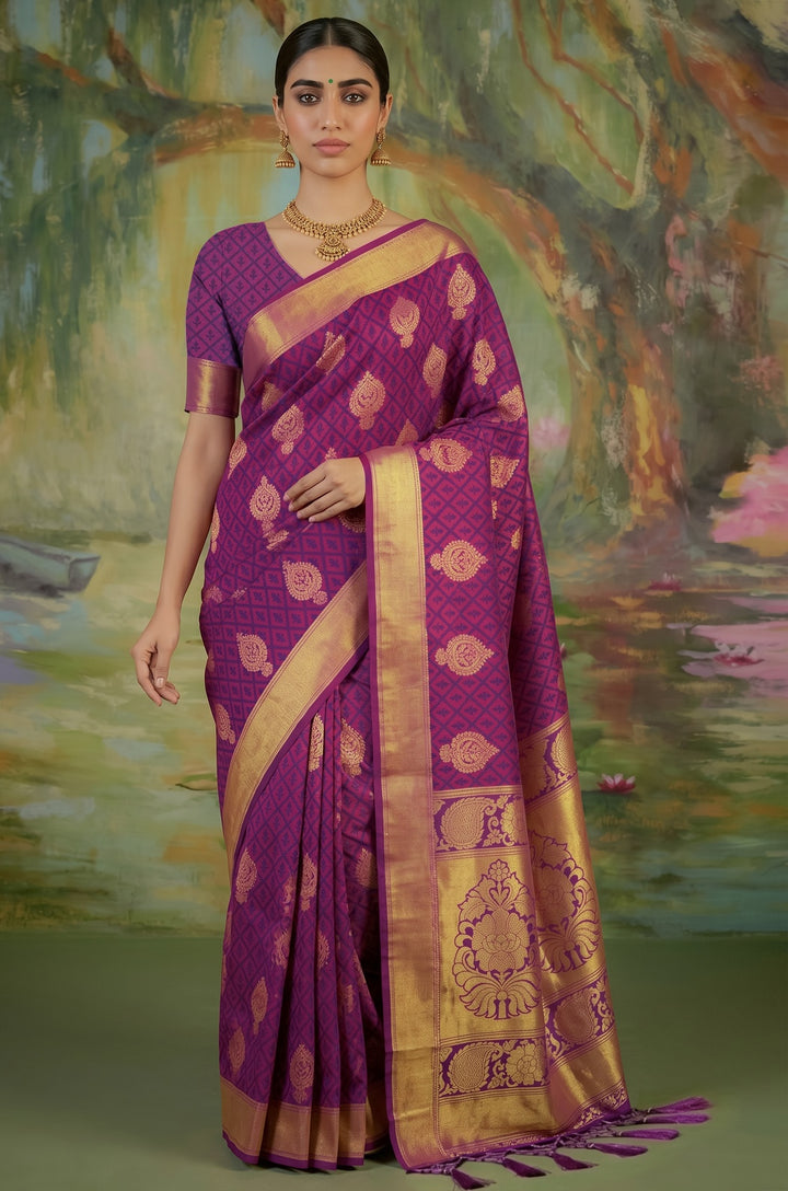 Violet Handloom Woven Silk Saree | Aaradhya Collection