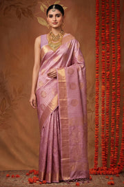 Lilac Handloom Woven Silk Saree | Shagun Collection