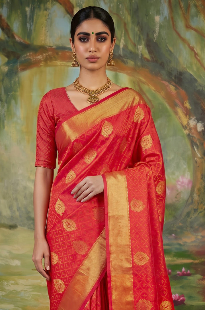 Orange Handloom Woven Silk Saree | Aaradhya Collection