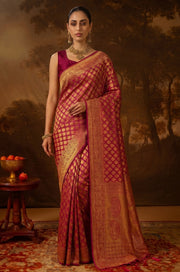 Magenta Kanjivaram Woven Silk Saree | Vastra Collection