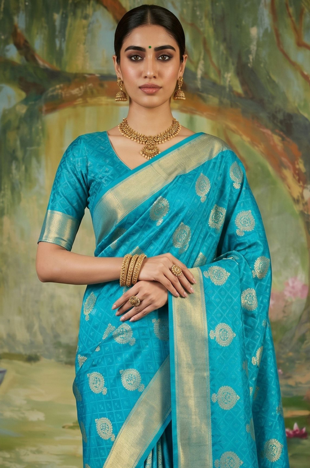 Sky Blue Handloom Woven Silk Saree | Aaradhya Collection