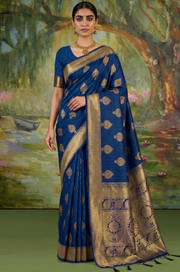 Blue Handloom Woven Silk Saree | Aaradhya Collection