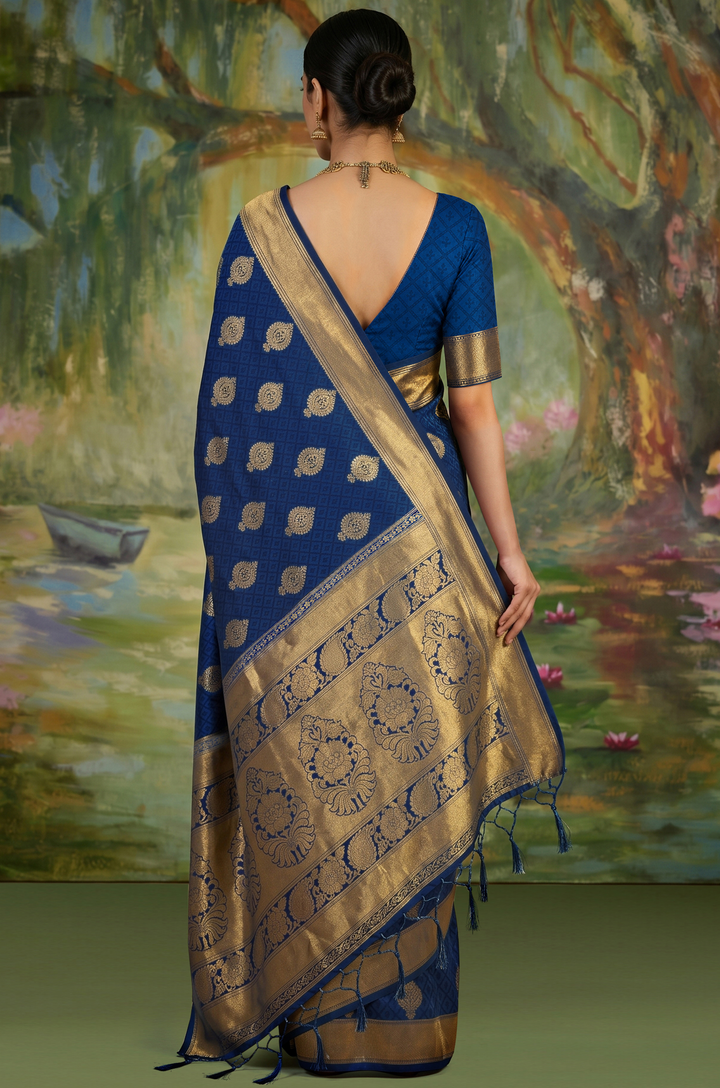 Blue Handloom Woven Silk Saree | Aaradhya Collection