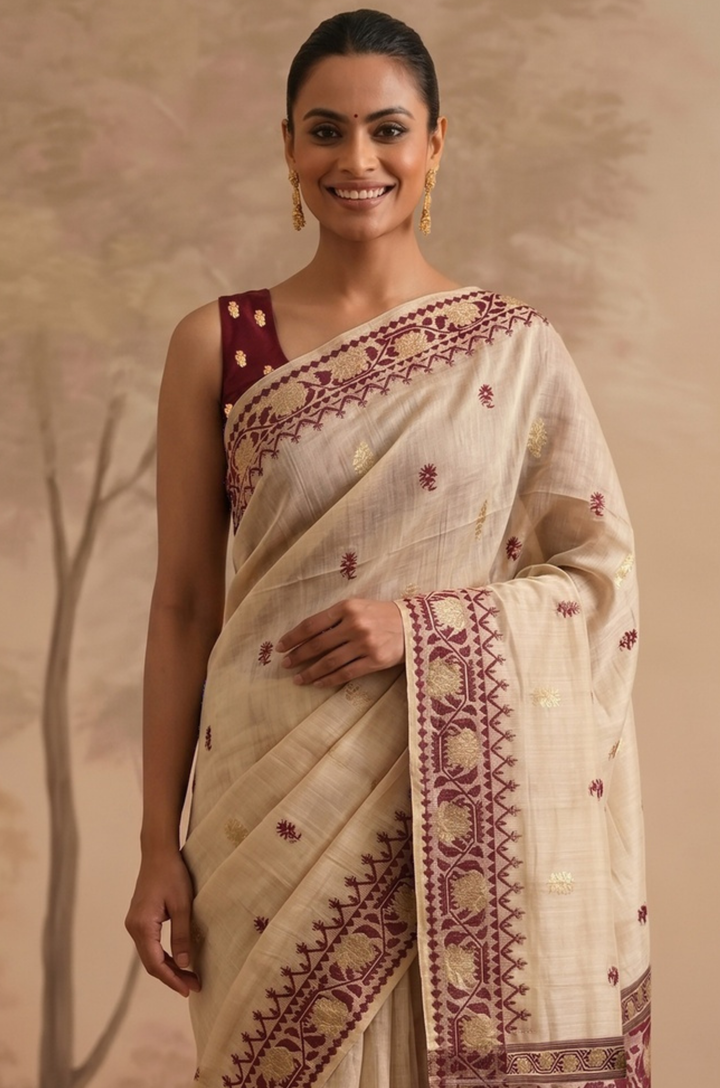 Purple Woven Jamdhani Cotton Saree | Sutra Collection