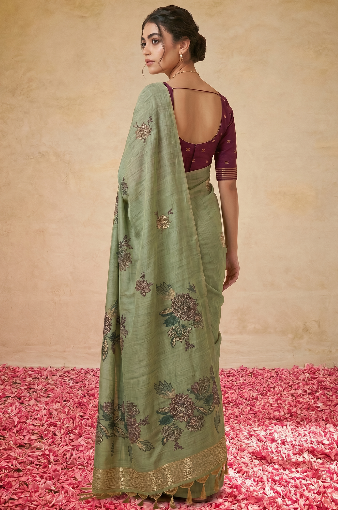 Mint Green Woven Jamdhani Cotton Saree | Gulnaar Collection