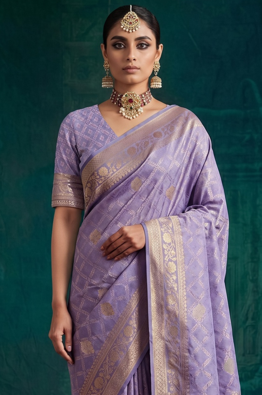 Lavender Kanjivaram Woven Silk Saree | Virasat Collection