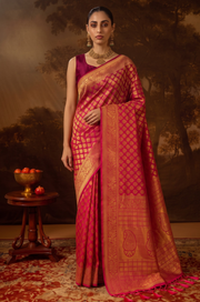 Magenta Kanjivaram Woven Silk Saree | Vastra Collection