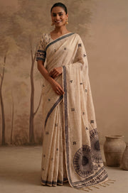 Black Woven Jamdhani Cotton Saree | Sutra Collection