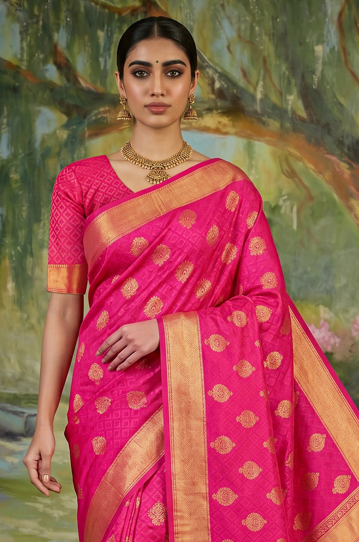 Pink Handloom Woven Silk Saree | Aaradhya Collection