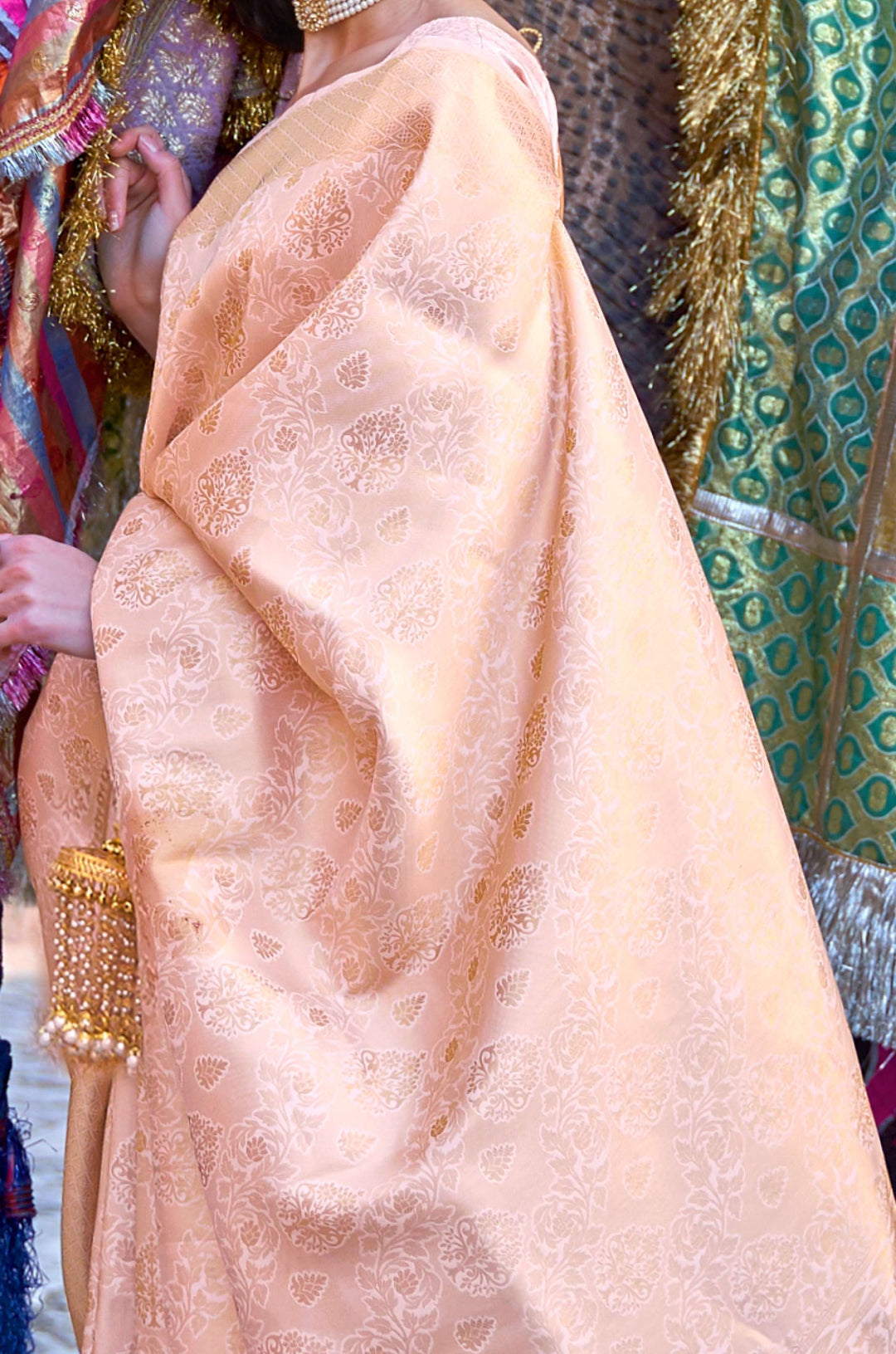 Pastel Pink Woven Silk Saree
