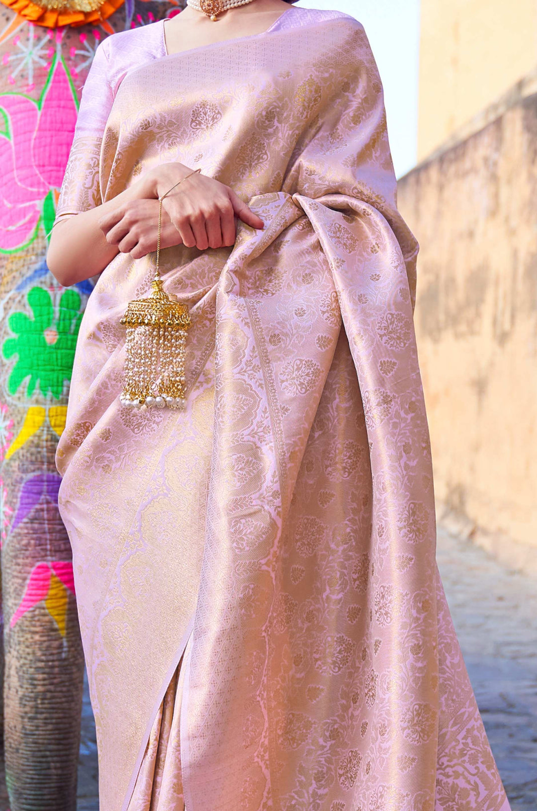 Pastel Purple Woven Silk Saree