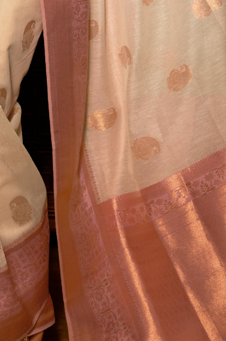 Light Purple Woven Linen Saree