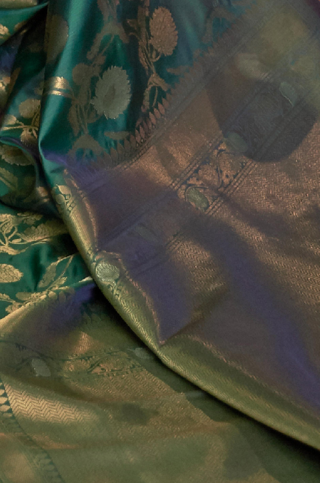 Bottle Green Woven Banarasi Silk Saree