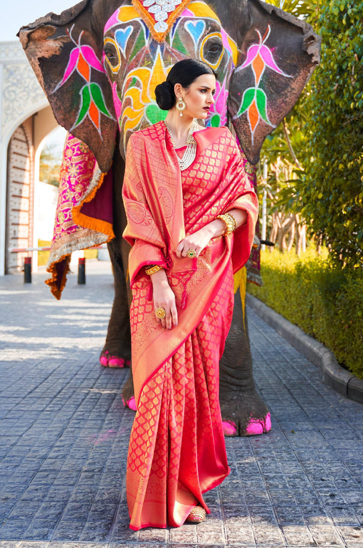 New Refreshing Dark Pink Saree - Wedding Vibes - Label Aarna