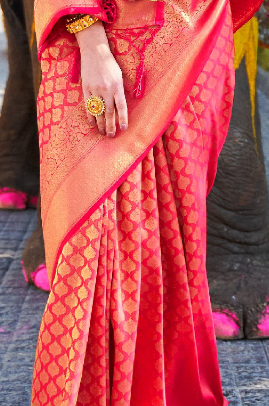 New Refreshing Dark Pink Saree - Wedding Vibes - Label Aarna