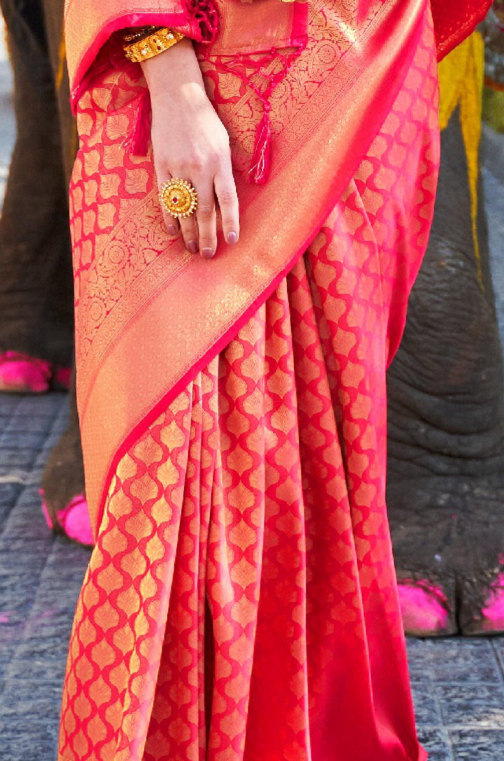 New Refreshing Dark Pink Saree - Wedding Vibes - Label Aarna