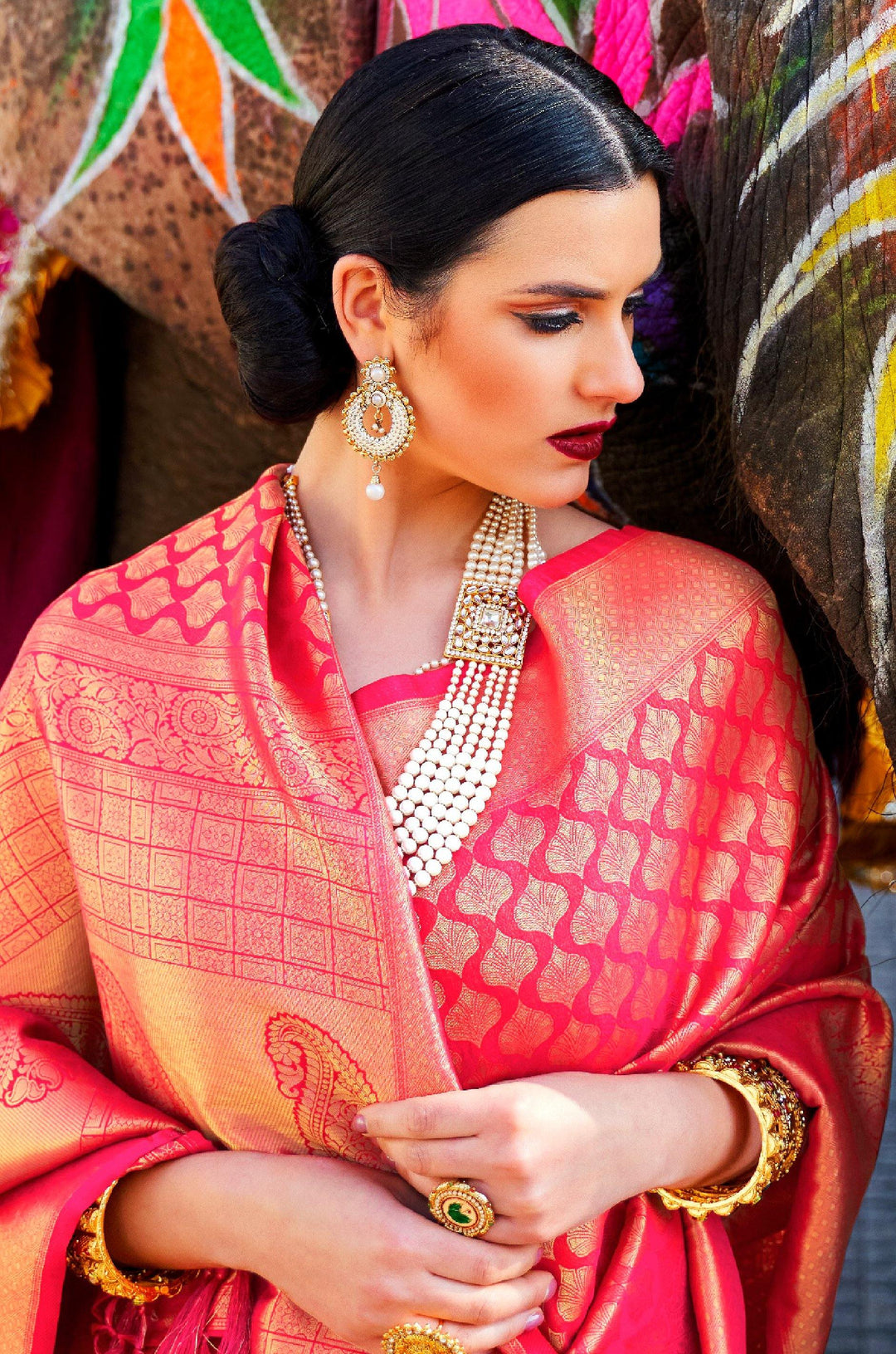 New Refreshing Dark Pink Saree - Wedding Vibes - Label Aarna