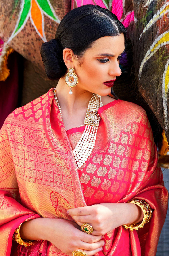 New Refreshing Dark Pink Saree - Wedding Vibes - Label Aarna