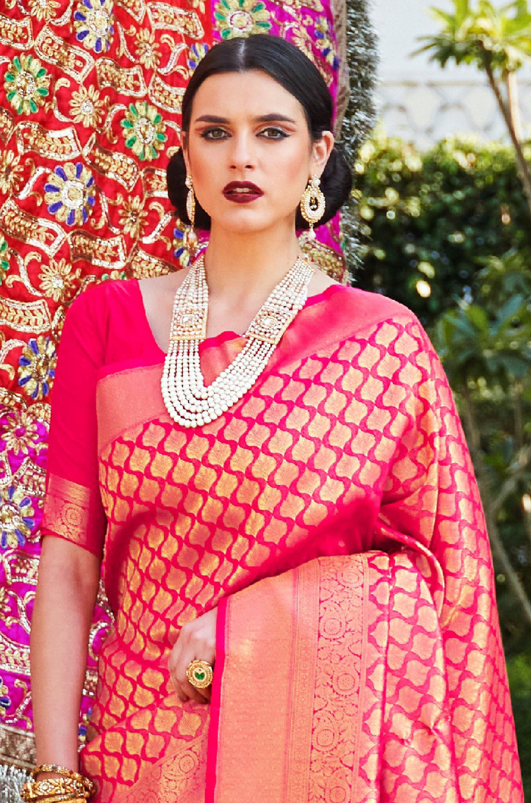 New Refreshing Dark Pink Saree - Wedding Vibes - Label Aarna